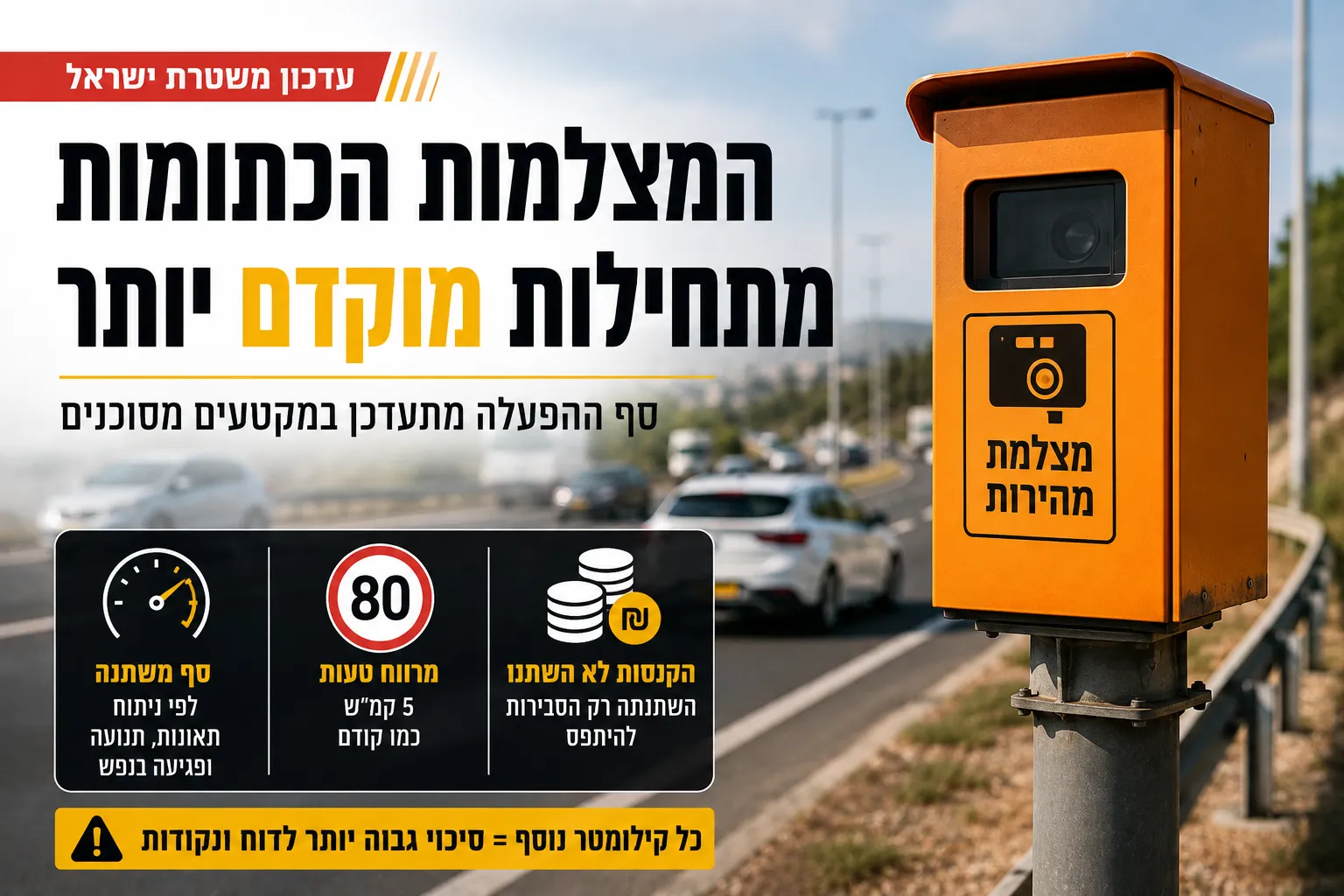 שינוי בסף האכיפה במצלמות מהירות: מה משתנה למונית - חדשות ועדכונים תעשיית המוניות בישראל