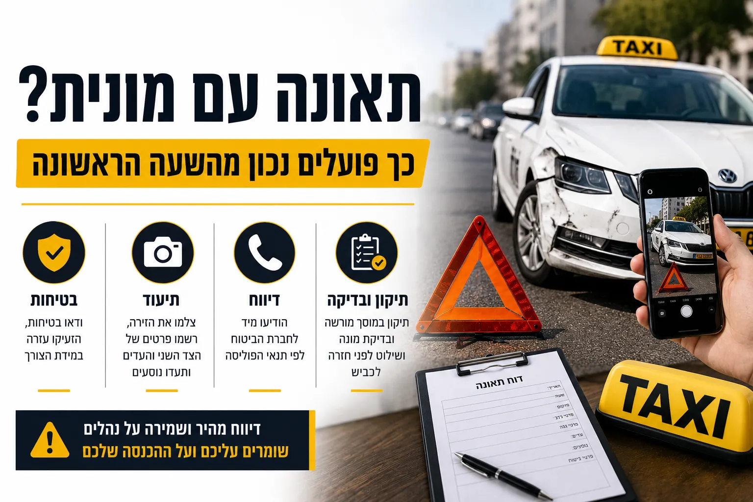 תאונת דרכים במונית: הפרוטוקול הראשון לבעל הזכות - חדשות מתעשיית המוניות