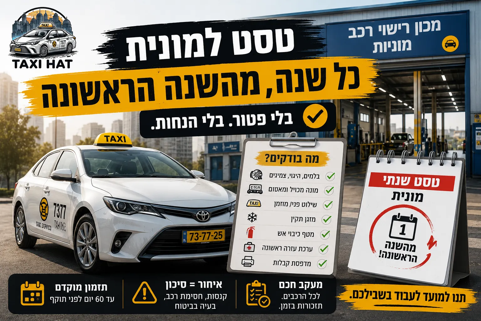 טסט למונית: מה בודקים ומה קורה אם מפספסים מועד - חדשות ועדכונים תעשיית המוניות בישראל
