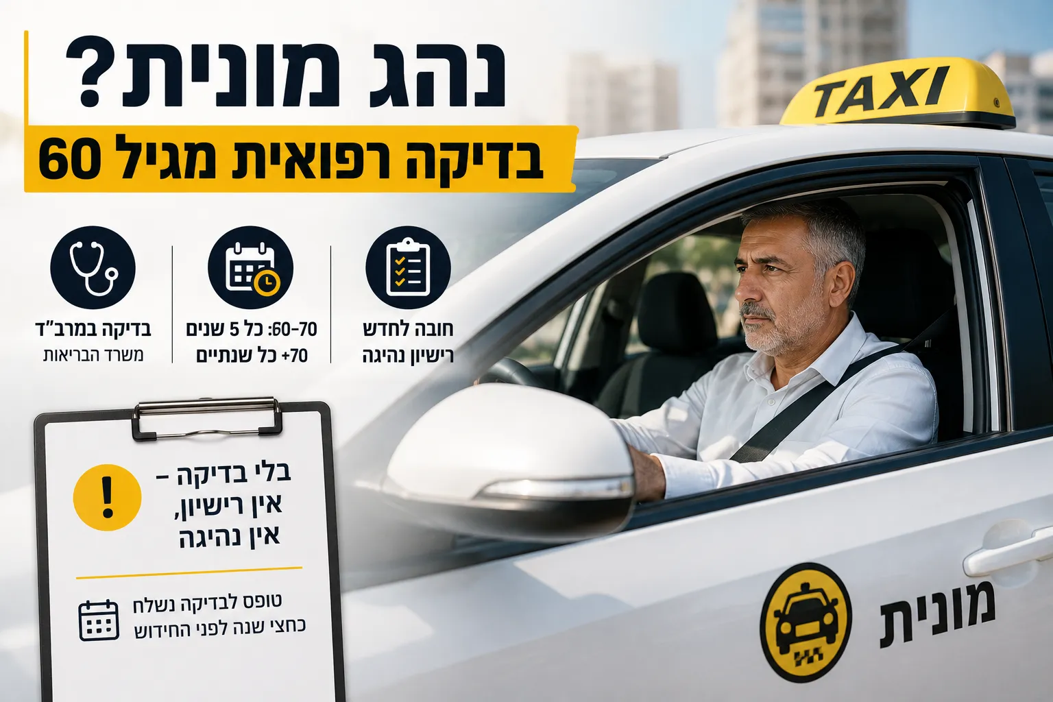 בדיקה רפואית לנהג מונית: מה בעל הזכות חייב לדעת - חדשות ועדכונים תעשיית המוניות בישראל