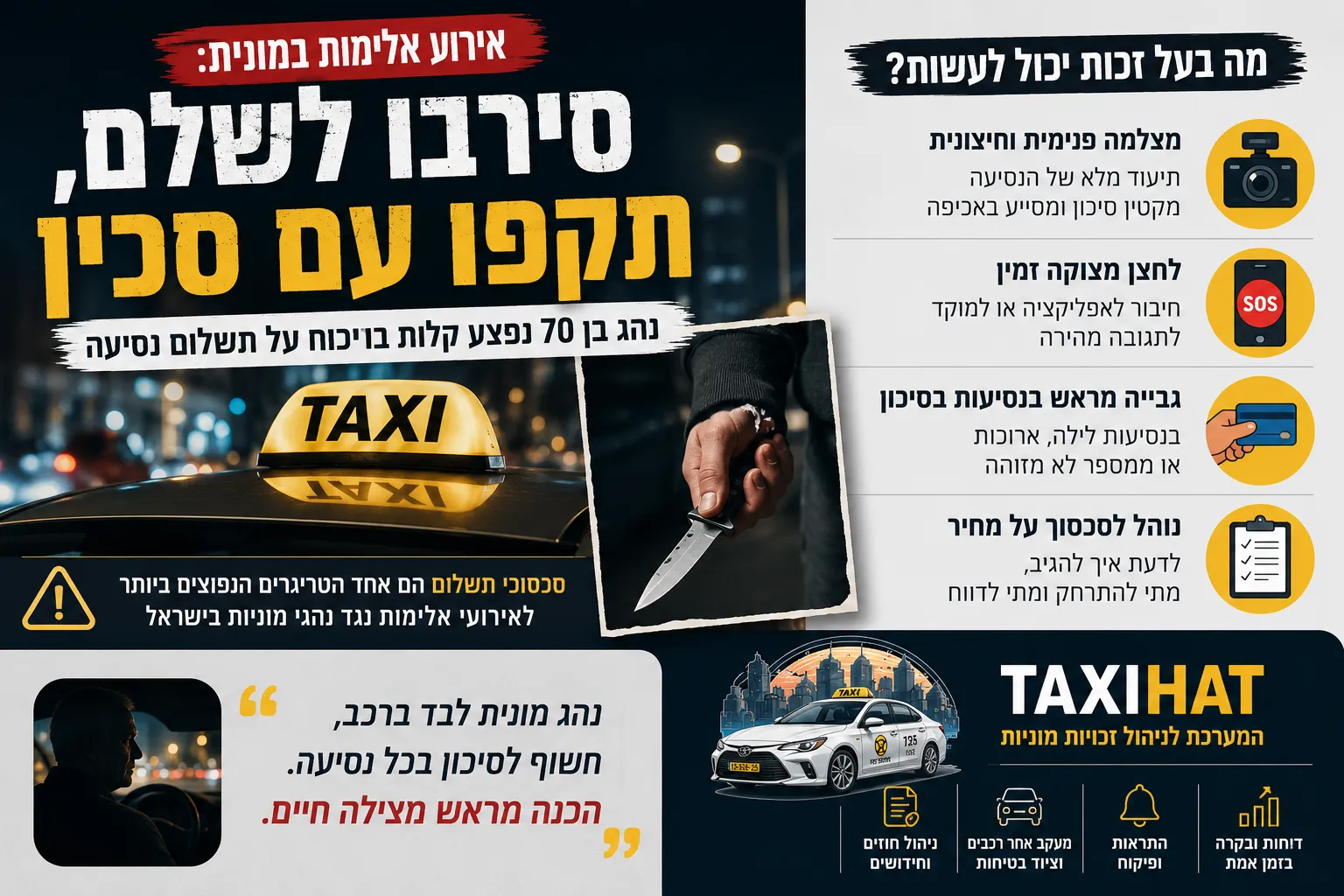 אלימות נגד נהגי מוניות: מה עושים בסכסוך על תשלום - חדשות ועדכונים תעשיית המוניות בישראל
