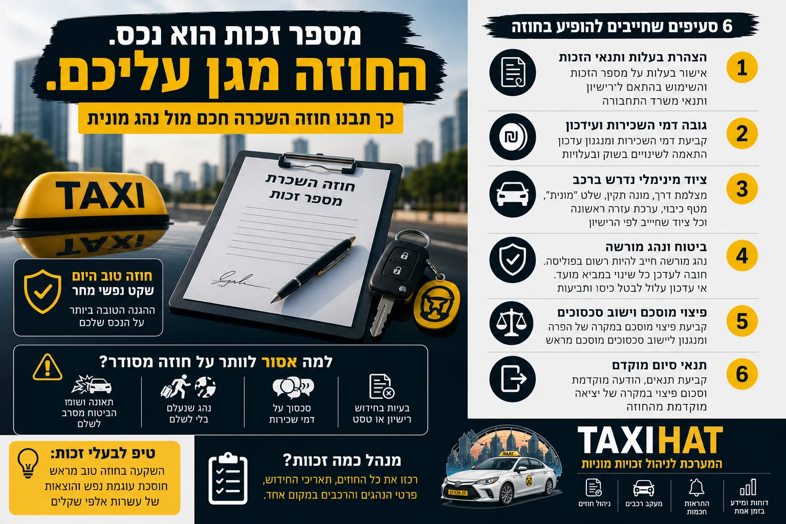 השכרת מספר זכות לנהג: מה חייב להיות בחוזה - חדשות מתעשיית המוניות