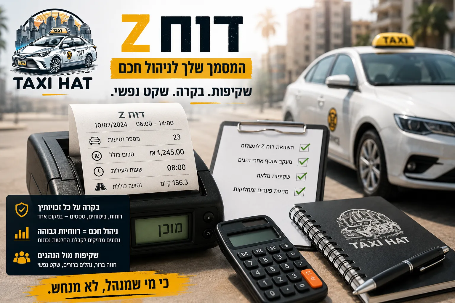 דוח Z לנהג מונית: מה בעל הזכות חייב לבדוק כל חודש - כתבה קשורה